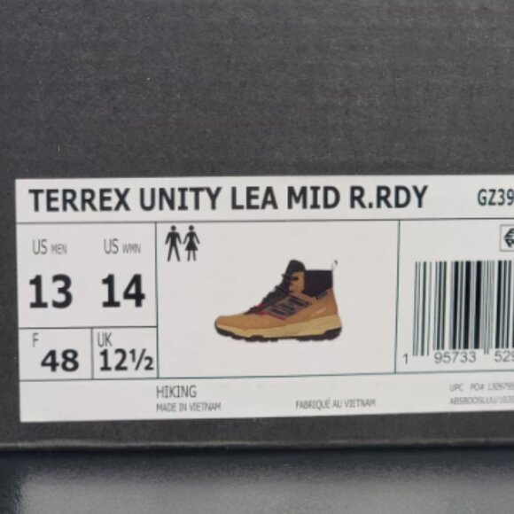 NWT Adidas Men's Terrex Unity Leather Mid R.Rdy ,Black/Tan-SZ11 - Picture 8 of 8